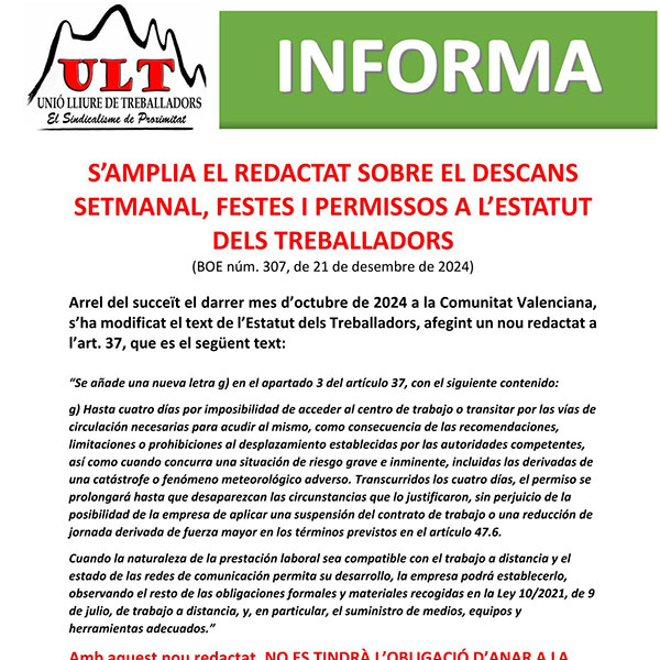 Canvi estatut treballadors