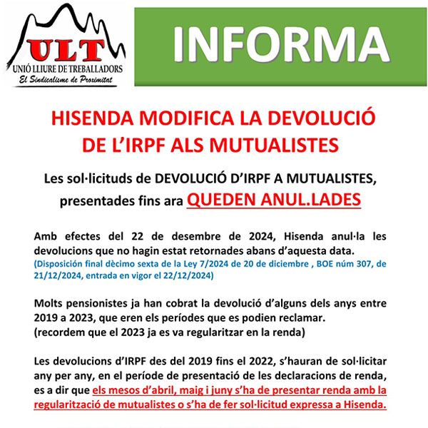 Devolució IRPF mutualistes